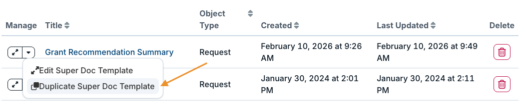 duplicate super doc template option