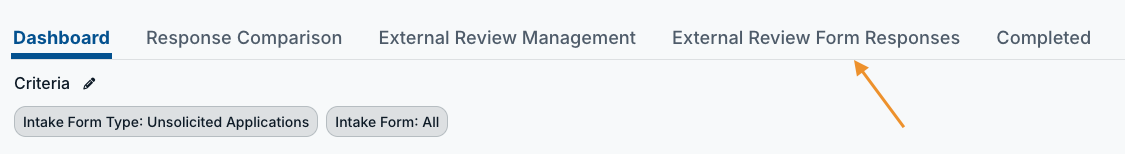 external review form responses tab
