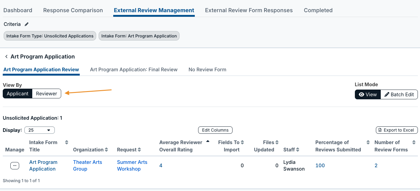 applicant and reviewer buttons