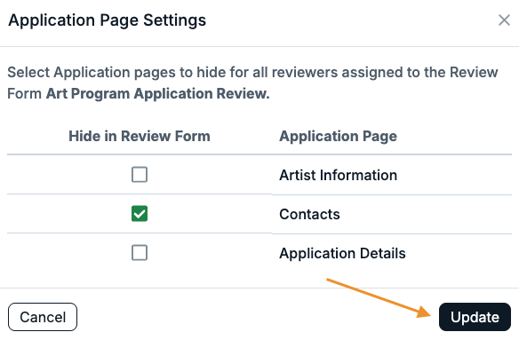 update button