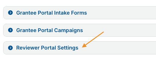reviewer portal settings dropdown