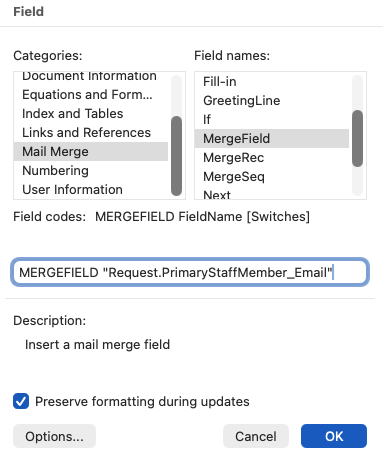 merge field example