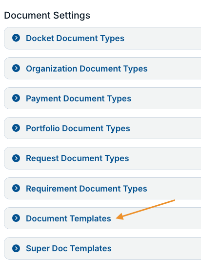document templates dropdown