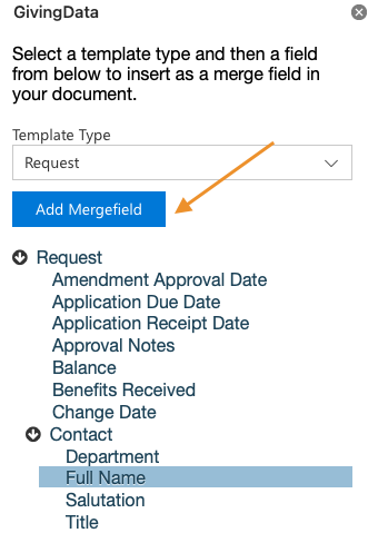 add mergefield button