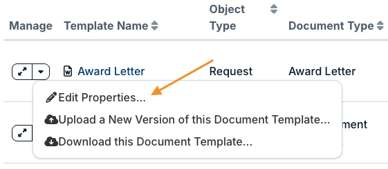 edit properties option