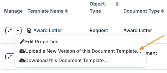 upload a new version option
