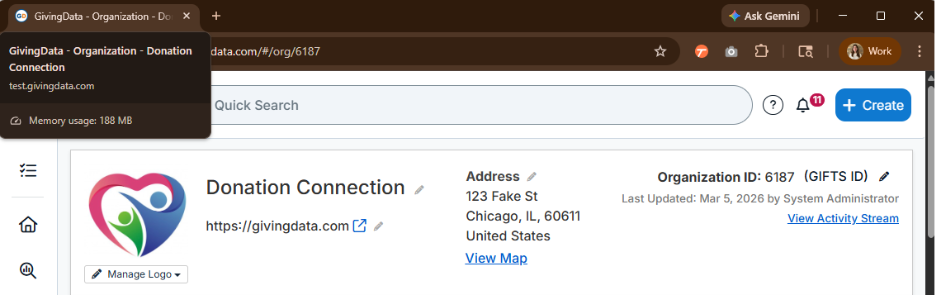 record name in browser tab