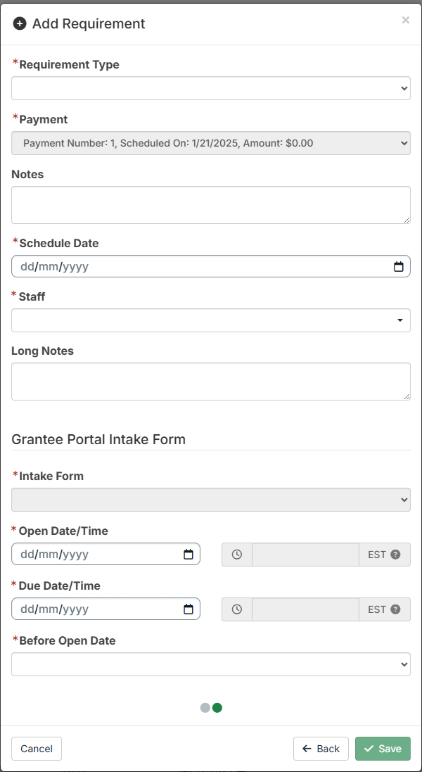 add requirement modal