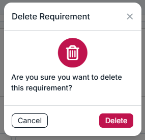 delete requirement modal