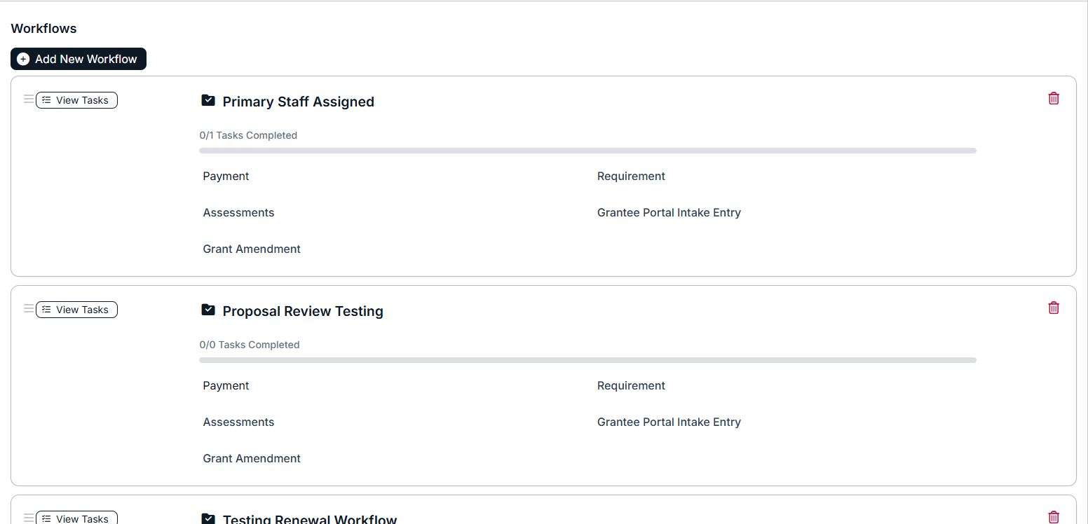 workflows tab