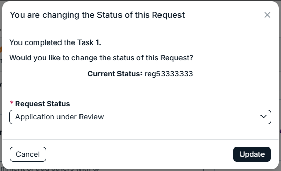 request status modal
