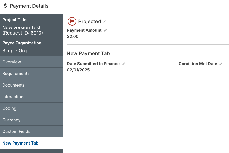 custom fields tab