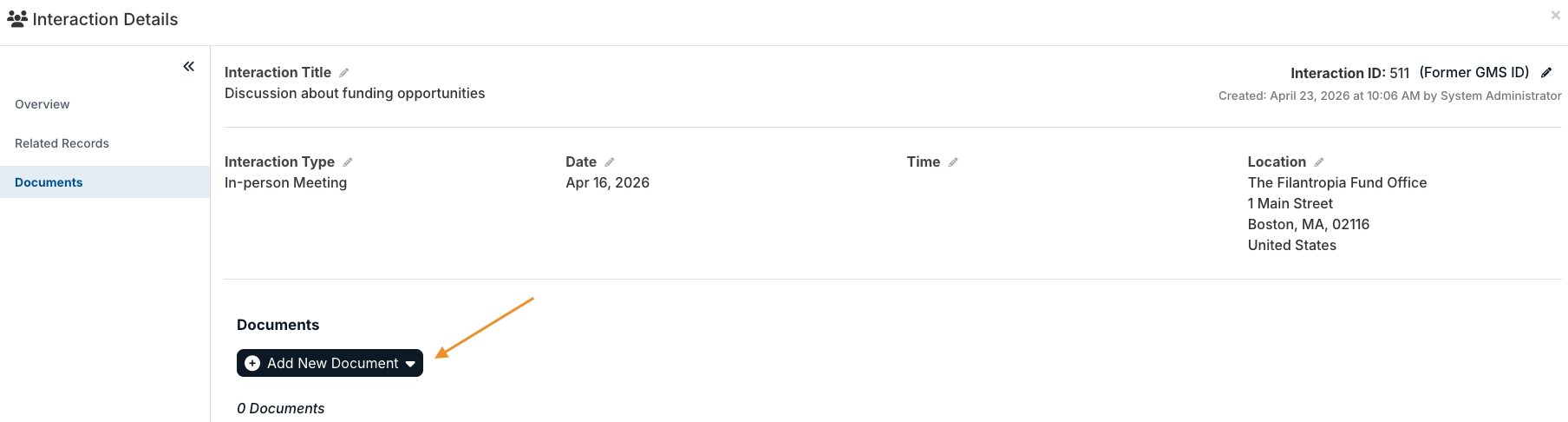 add new document button