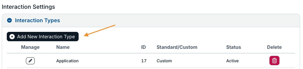 add new interaction type button