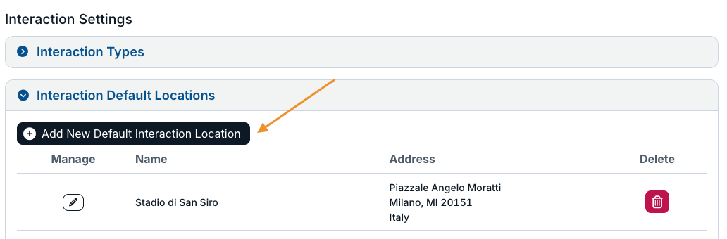 add new default interaction location button
