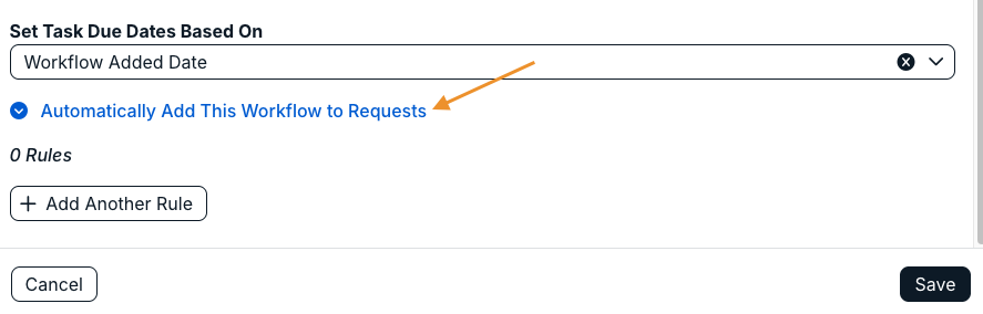 automatically add this workflow to requests dropdown