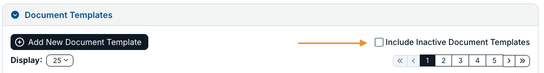 include inactive document templates checkbox