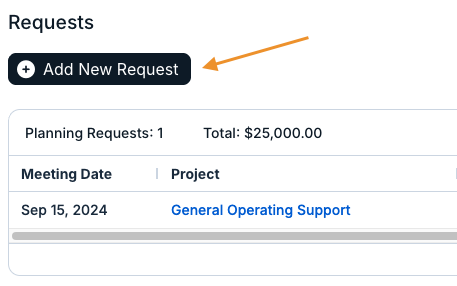 add new request button