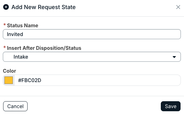 add new request state modal