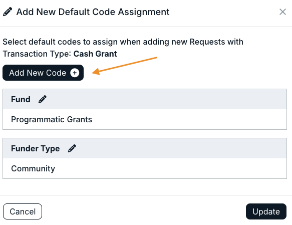 add new code button