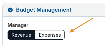 revenue and expenses buttons