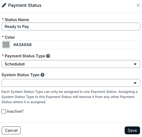 payment status modal