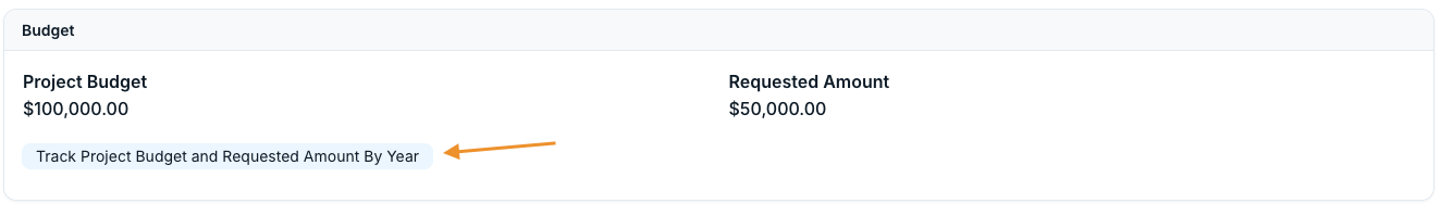 track project budget and requested amount by year option