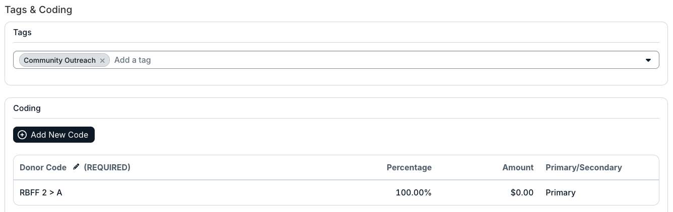 tags & coding tab