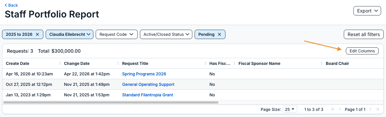edit columns button