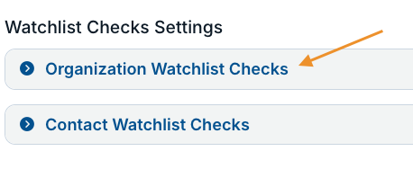 organization watchlist checks dropdown