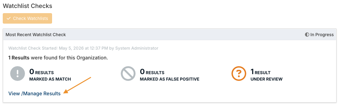 view/manage results option