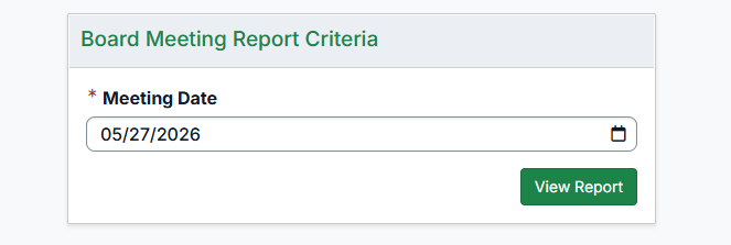 board meeting report criteria