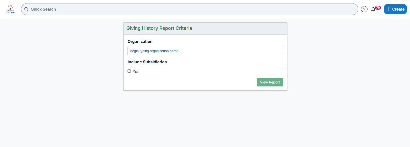 giving history report criteria
