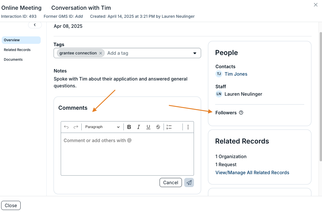 comments and followers fields