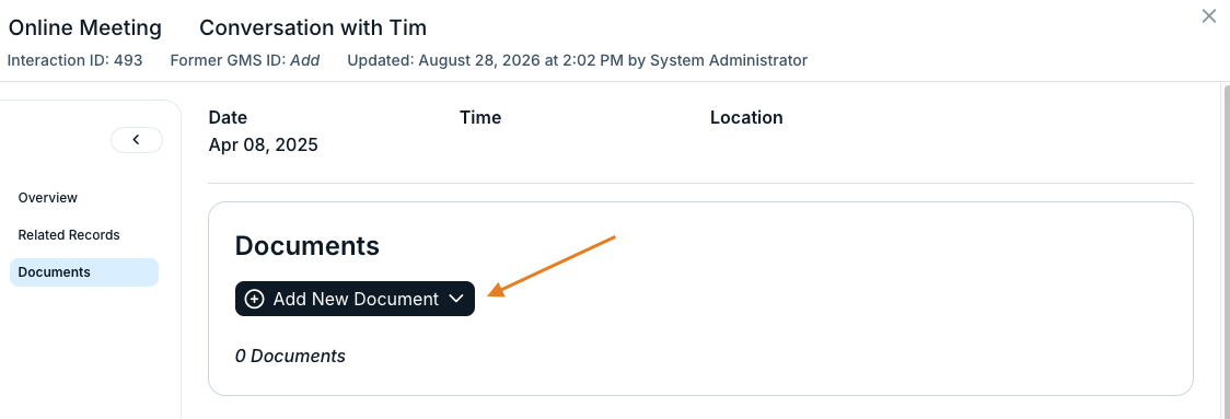 add new document button