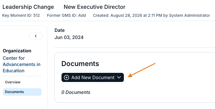 add new document button