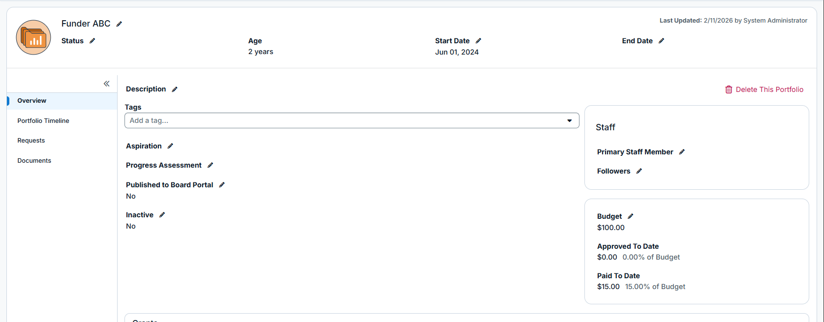 portfolio menu