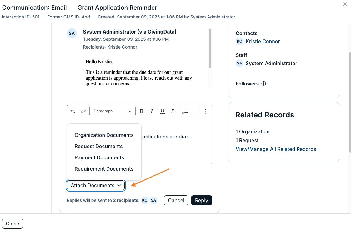attach documents button
