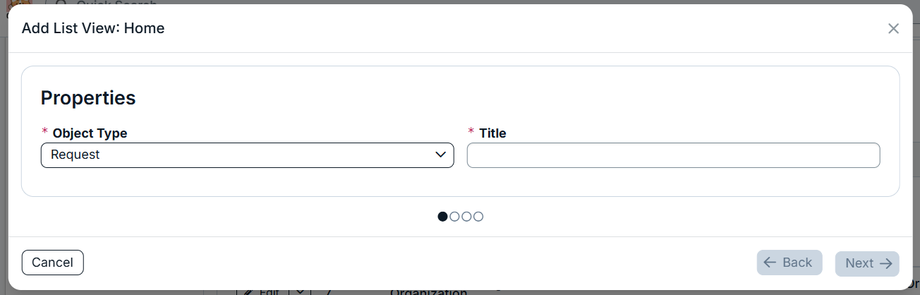list view modal