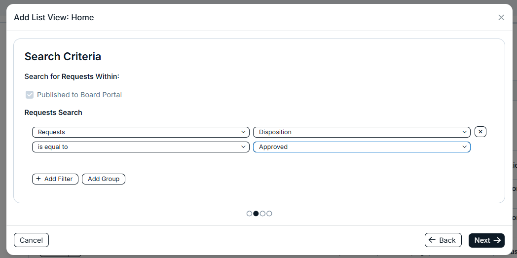 list view modal
