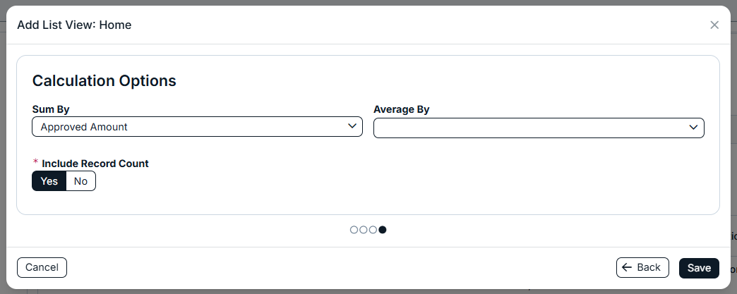 list view modal