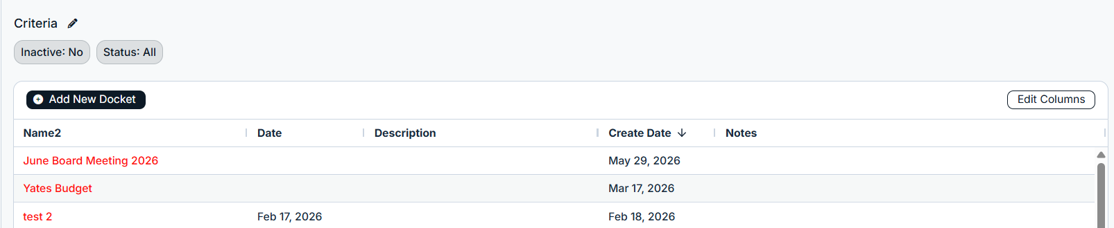 criteria filters