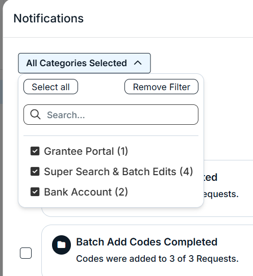 notifications modal
