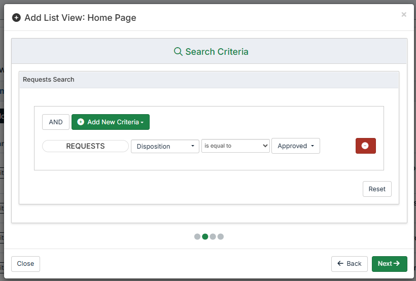 list view modal