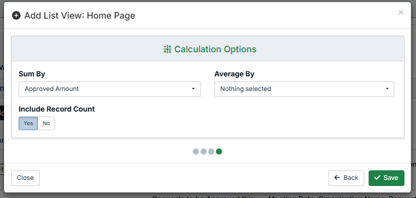 list view modal