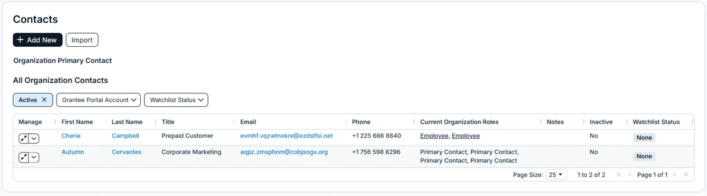 contact list