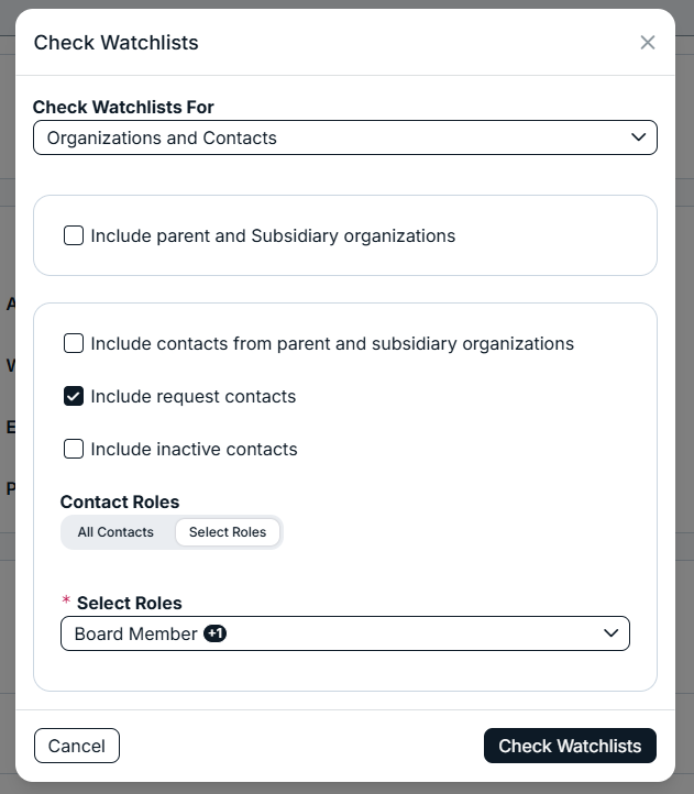 check watchlists modal
