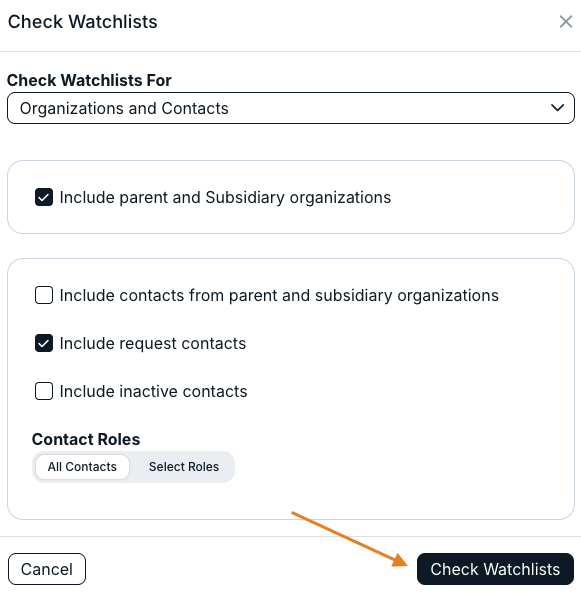 check watchlists button