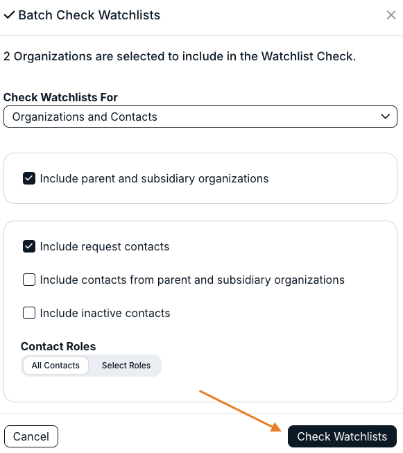 check watchlists button