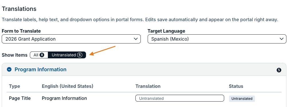 untranslated filter